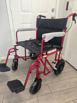 Drive Medical Bariatric Transport Chair Full Length Arms with 12 Inches Rear Flat Free Wheels, wheelchair