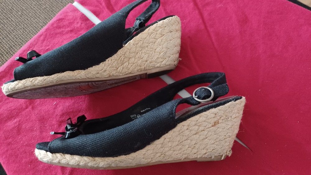 Black Wedges Shoes Size 9w