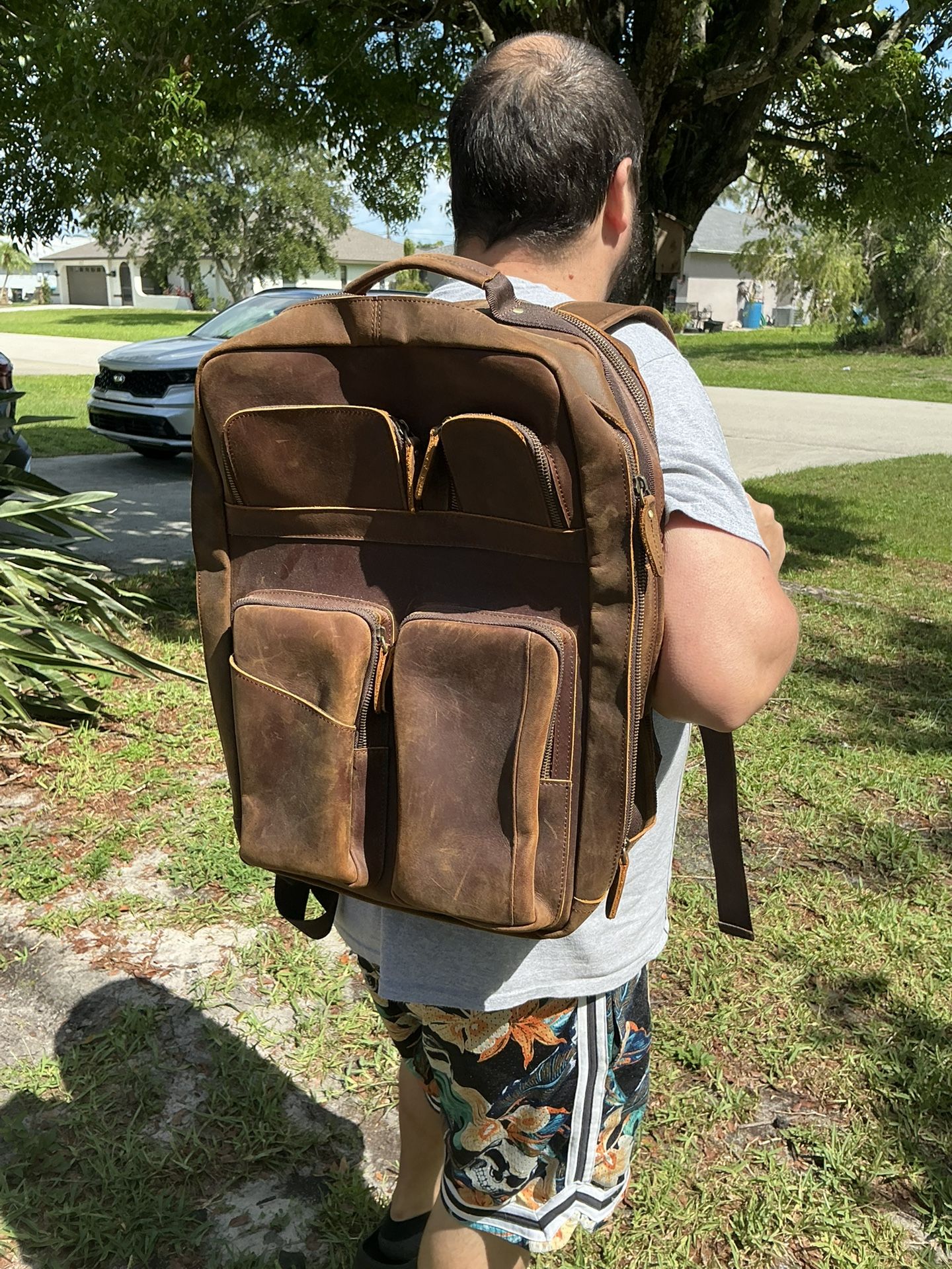 Raw Buffalo Leather Backpack