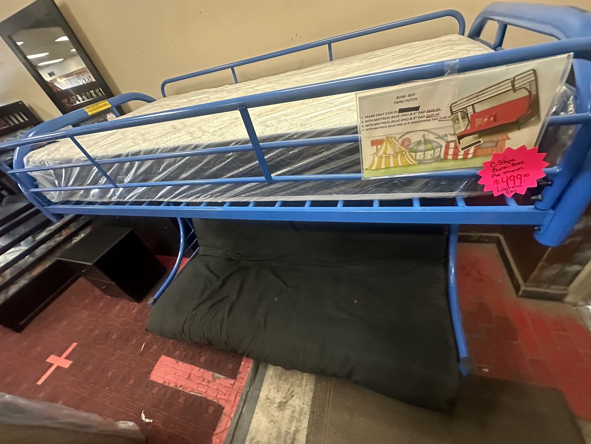 Metal Twin/Futon Bunk Bed With Matts
