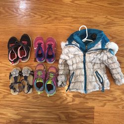 Little Girl Shoes And Winter Jacket