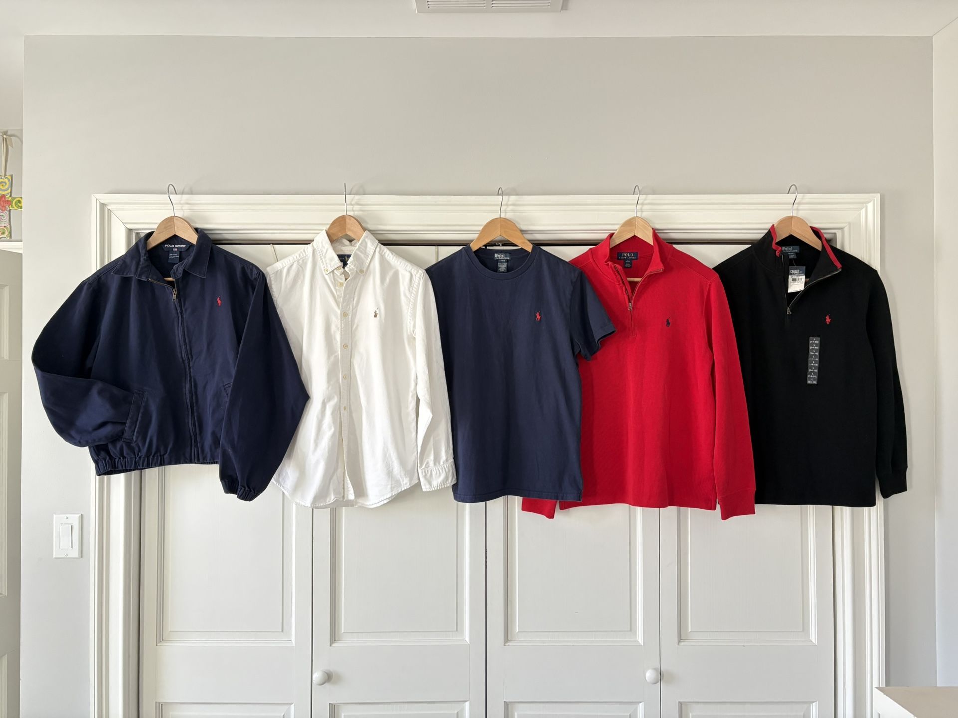 5 Polo Ralph Lauren Boys L Lot - Jacket 1/4 Zip Pullover Sweater Dress Shirt