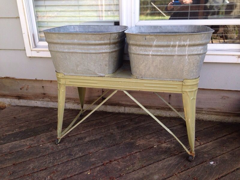 Vintage Ever-Ready Double Galvanized Tubs and Stand