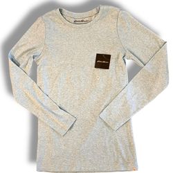 Eddie Bauer Outdoor Women's Long Sleeve Heather Blue Crewneck Shirt Size Medium