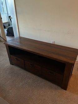 Dark Wood TV Stand with Drawers