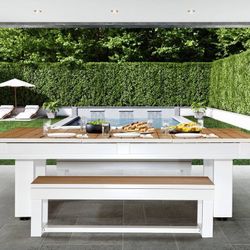 Lanai Outdoor Dining Pool Table Full Set (Pearl White)  