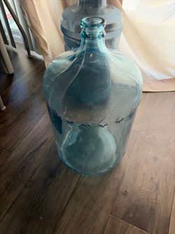 Vintage Arrowhead Puritas 5 Gallon Glass Water Jug Carboy - Blue Aqua Tint