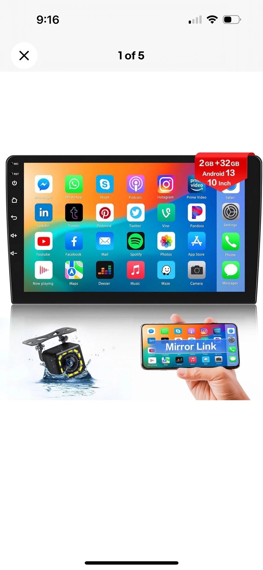 10.1" inch Android 13 Double 2 DIN Car Radio Stereo Quad Core GPS Navi Wifi USA