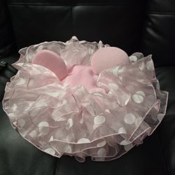DISNEY PARKS MOUSE EARS TUTU HAT PINK RUFFLES & RIBBON NWT ADULT MICKEY MINNIE