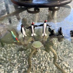 Vintage 1960s mid-century modern blown glass and figurines