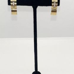 14Kt Yellow Gold Filled Vintage “Huggie” 2.45 ct. TCW Brandish Earring 0.5 Inch Opening