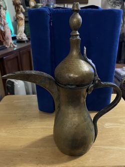 Vintage 12" Tall Antique Brass Turkish Coffee / Tea Pot