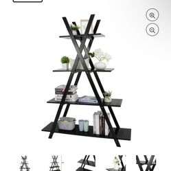 ZENSTYLE 4 Tiers A Shaped Bookshelf Organizer Media Storage Cabinet RackZENSTYLE 4 Tiers A Shaped Bookshelf Organizer Media Storage Cabinet Rack
