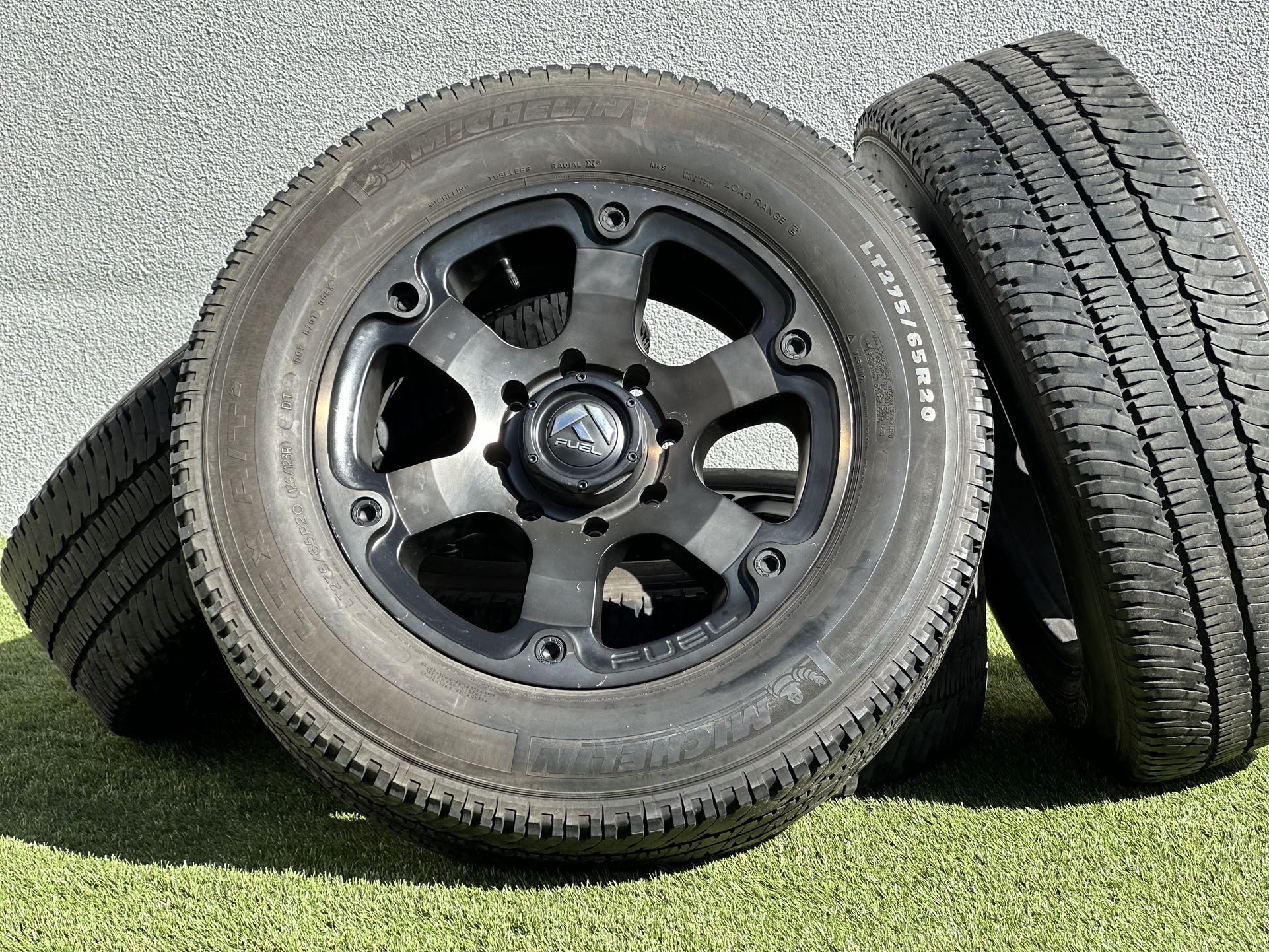20” Fuel Rims Bronze 8x180 wheels Chevy 2500 Silverado GMC Sierra Denali 3500HD 275/65R20 Tires Michelin A/T 10ply