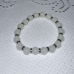 White & Silver Crystal Bead Bracelet - New