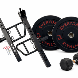 Lever Arm Gym Attachment w/ Weight Plates & Dumbbell – Home Gym Strength Set