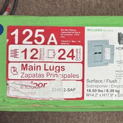 Square D Homeline 125Amp 12-Space 24-Circuit Indoor Main Lug plug on neutral Electrical Panel w/Cover