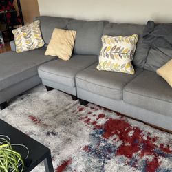  Grey L Shaped Couch  W/ Pillows 
