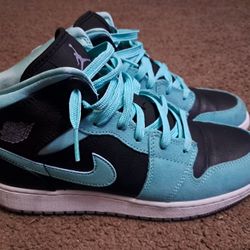 Air Jordan 1 Mid Retro GG 'Black Purple Turquoise' - Size 6.5Y