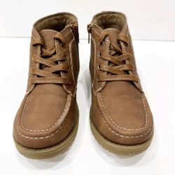 Childrens Place Boys  LaceBrown Boots Faux Leather Zip Sides