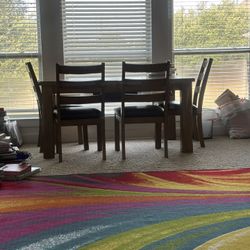 Heavy Teak Wood Extendable Dining Table With 4 Chairs 