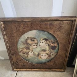 Reproduction Heads Of Angel's 1906 Painting On Circular Wood Frame 
