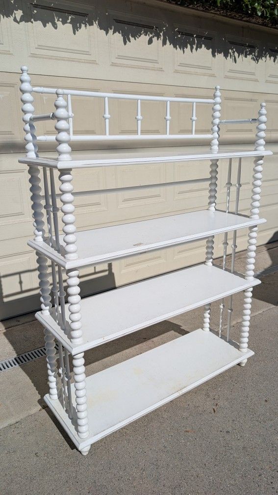 Vintage Style Bookcase Shelf Rack White Shabby Chic Crate & Barrel Case Jenny Lind