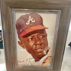 Hank Aaron Print Athletic Auto 