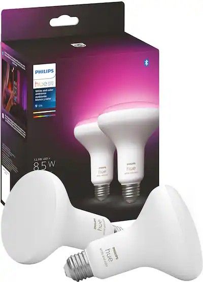Philips Hue 2pk BR30 Color LED Smart Bluetooth Lights and Bridge Compatible: Energy Star, Dimmable, 1200 Lumens, 22-Year Life