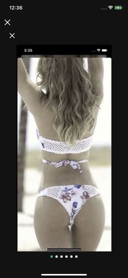 New Brazilian white flower wrap light padding bikini /swimsuit/swimwear /bathing suit floral print size Large