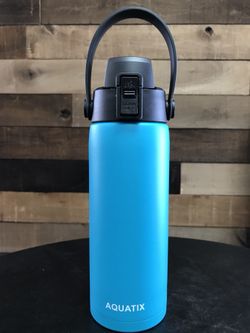 New Aquatix Double Wall Insulated Bottle Turquoise 21 ounce Keeps your water cold 24 hours hot 6 hours