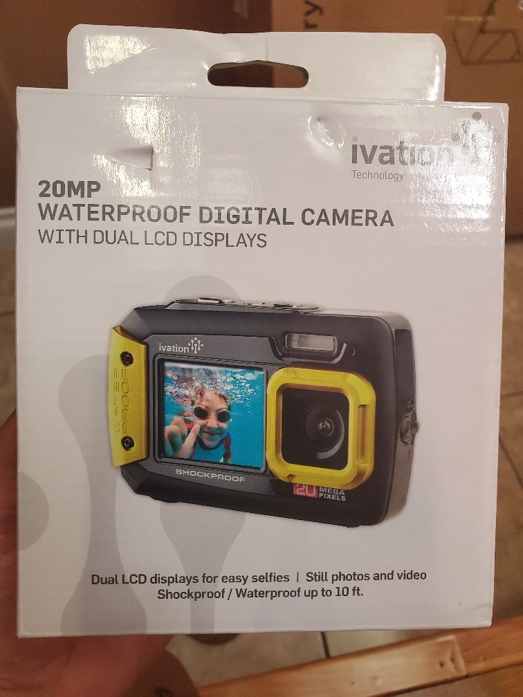 IVATION 20MP UNDERWATER WATERPROOF SHOCKPROOF DIGITAL CAMERA, DUAL LCD DISPLAY