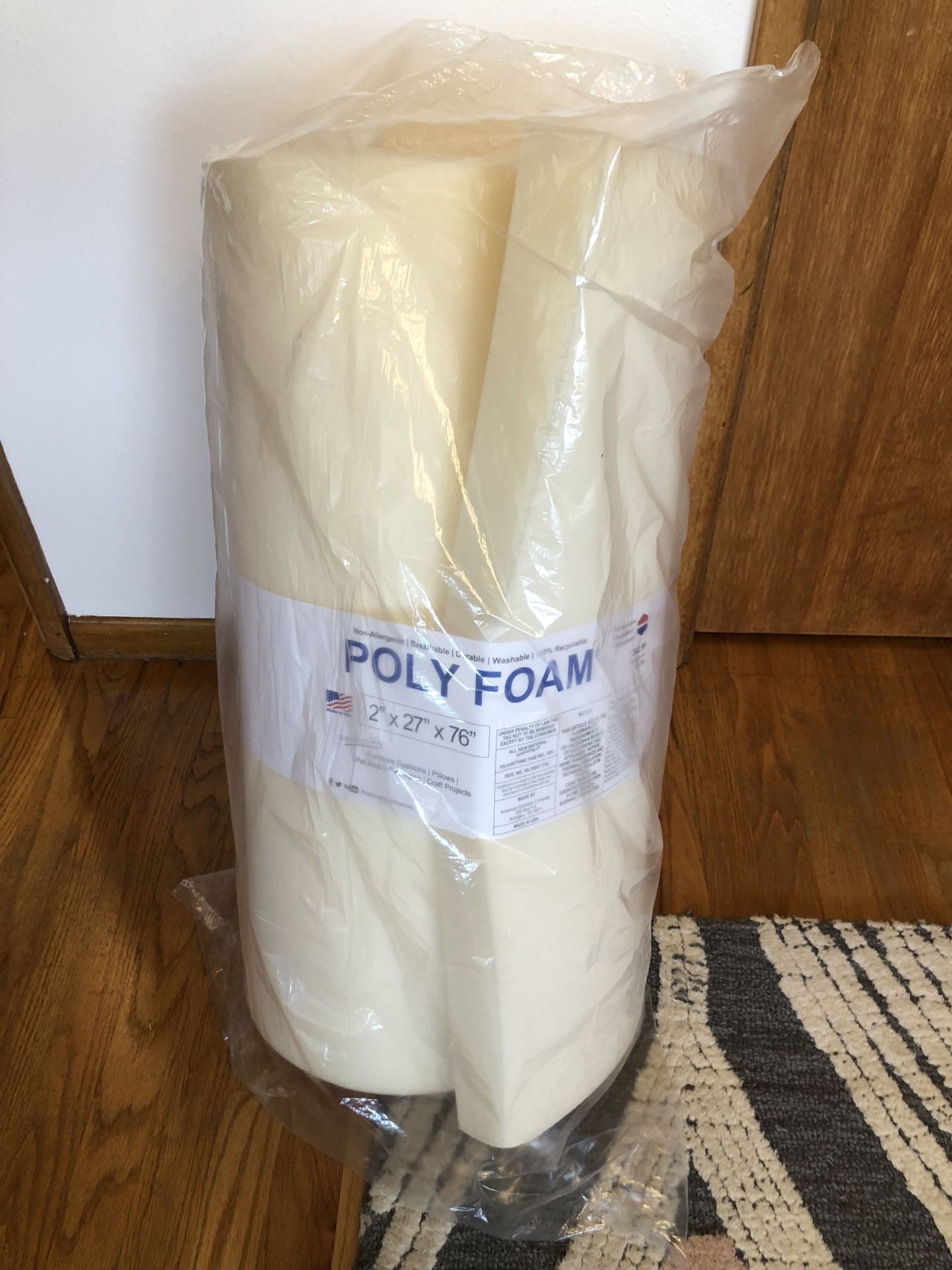 Furniture Foam 2” X 27” X 76”