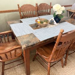 Free Table And Solid Wood Chairs