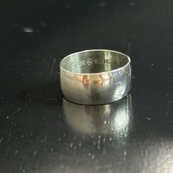  Silver Ring Thick Wedding Band Sterling Chunky Biker Branded Size 10 Vintage 