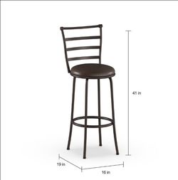 Adjustable-Height 2 Pack Indoor Swivel Barstool with Bronze Ladder Back and Espresso Vegan Leather Seat