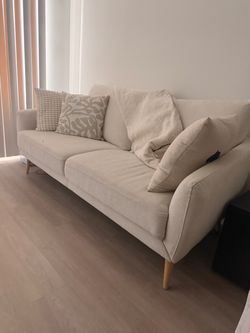 3-Seater Fabric Sofa with Wooden Legs need gone today!