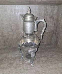 Vtg Silverplated Glass Coffee Pot Warmer 