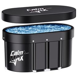 CalmMax Oval Ice Bath Tub with Lid for Athletes 492L Portable Cold Plunge Tub for Cold Water Therapy 5 Layers Ice Baths at Home Outdoor Gym - 105cm Lo