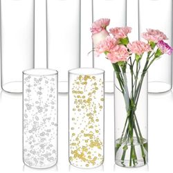 7pcs Glass Cylinder Vases for Centerpieces - 10 Inch Tall Glass