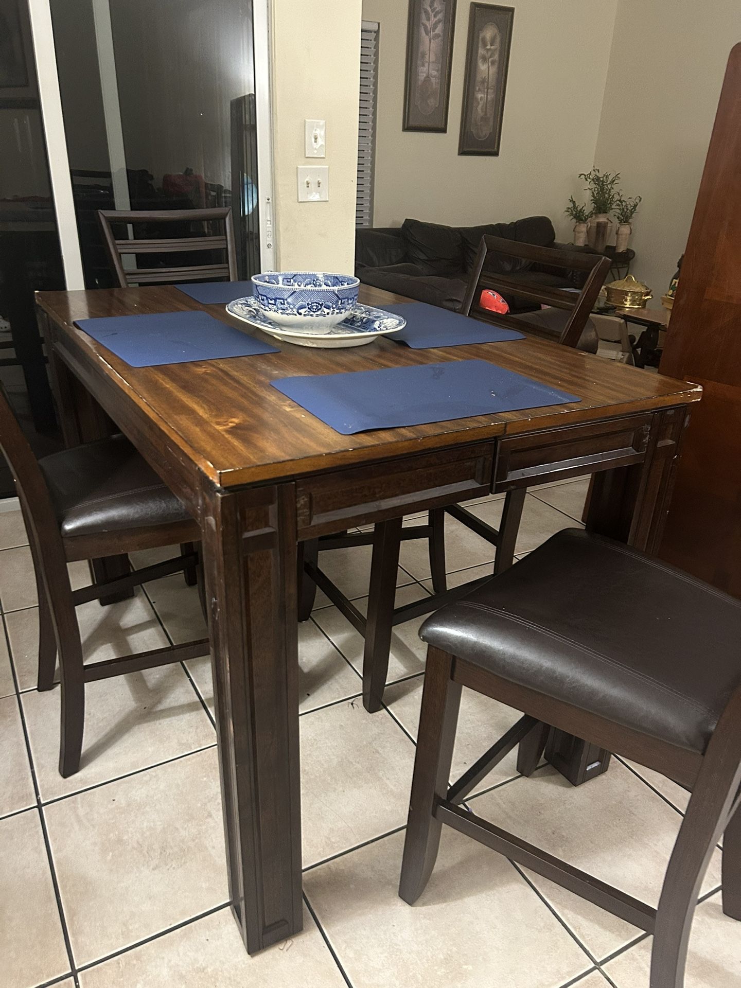 High Dining Room Table With Four Chairs