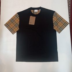 Burberry Black Check Sleeve T Shirt 