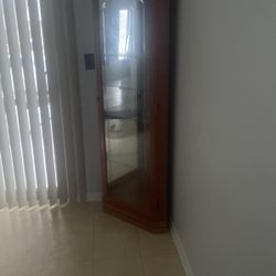Curio Cabinet Glass Door Mirror Backing Real Solid Wood