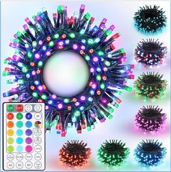 Christmas String Lights - 32FT 100LED Plug-in RGB String Lights with Remote
