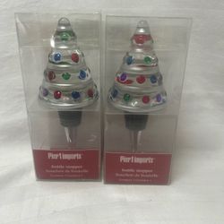 Pier 1 Glass Christmas Tree bottle stopper