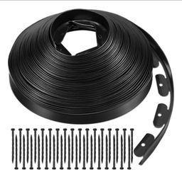 Garden Edging, 100ft No-Dig Landscape Edging with 150 Spikes for Lawn, 2 Inch Tall for Landscaping, Flower Gardens, and Lawn(Black, 100FT)