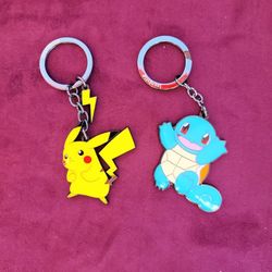 Pokemon Enamel Lougefly Keychain Pikachu Squirtle