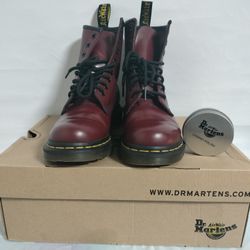 Dr. Martens 1460 Smooth Leather Lace Up Boots in the color Cherry Red. 