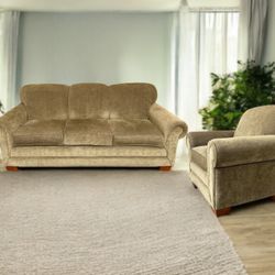 La-Z-Boy Mackenzie Pale Mossy Green Couch & Armchair Set