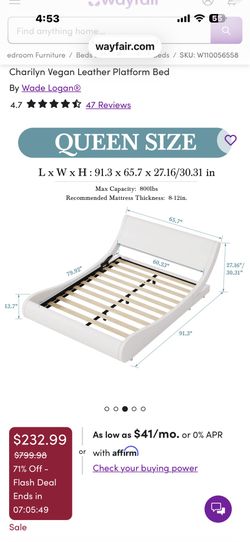 Queen sz bed with mattress